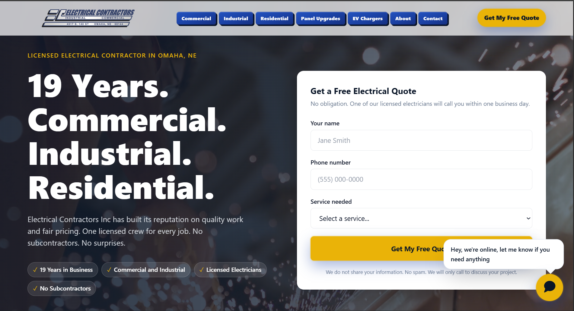 Electrical Contractors Inc homepage