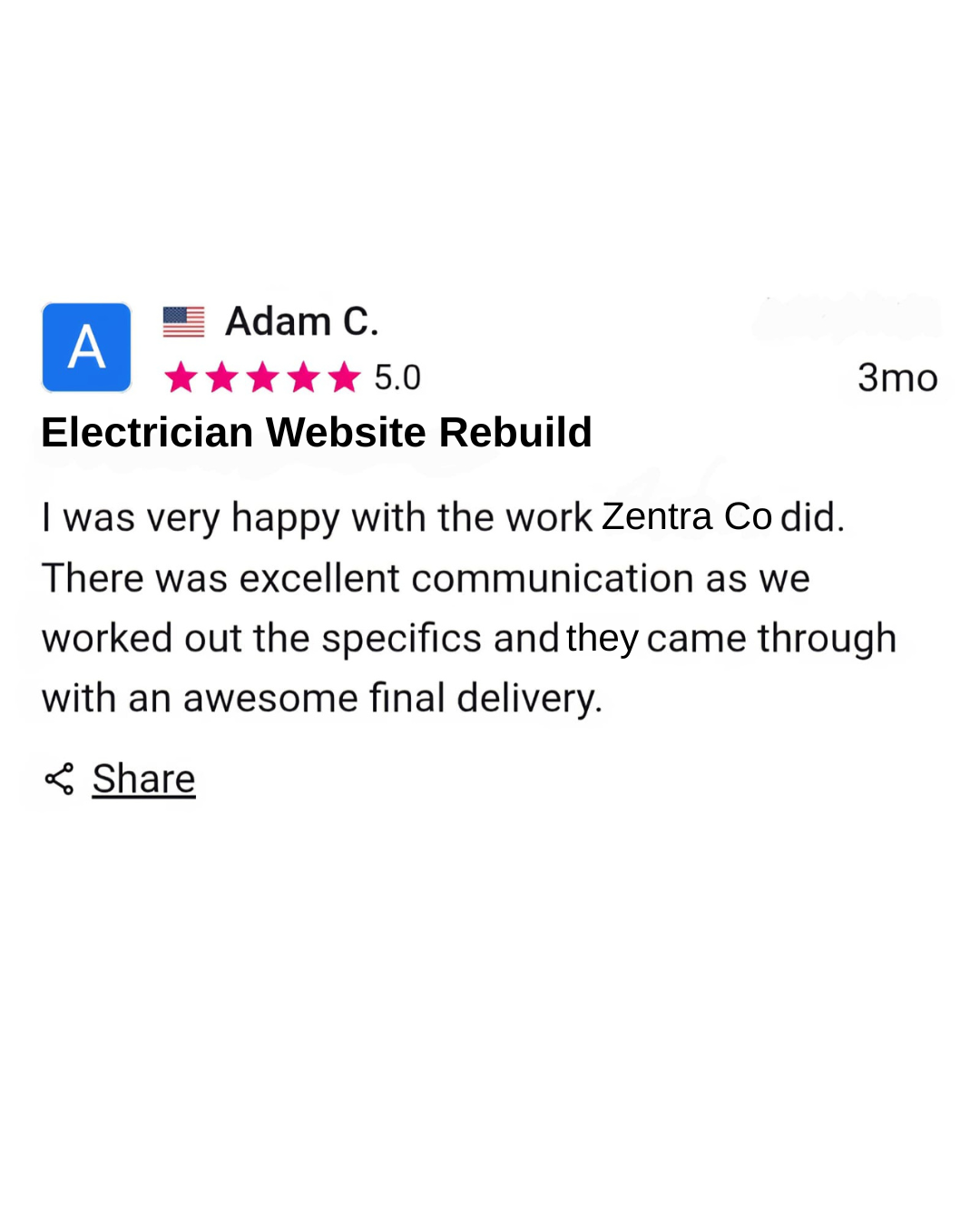 Verified Freelancer review — Adam C., Electrician Website Rebuild